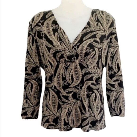 Ann Taylor black/tan top, S - Picture 2 of 6